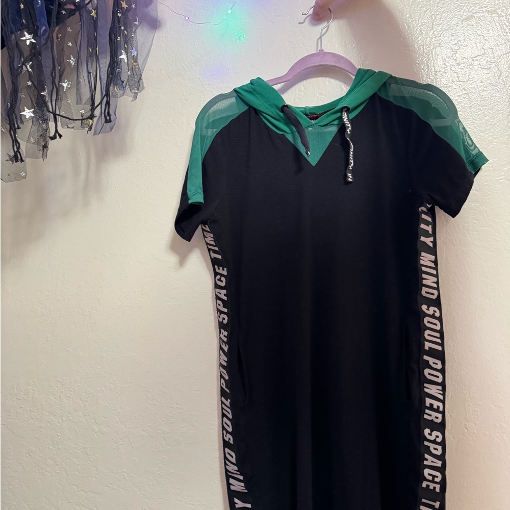 NFINITY Black and Green Hooded Top